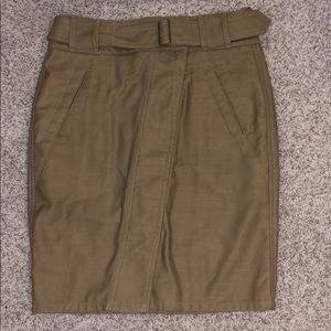 Khaki mid length LOFT skirt